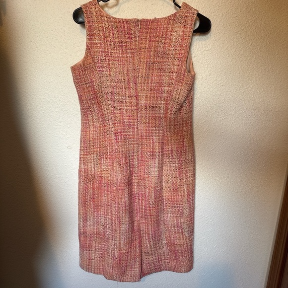 Talbots Pink Sheath Tweed Midi Dress V-Neck Sleeveless - Picture 3 of 3